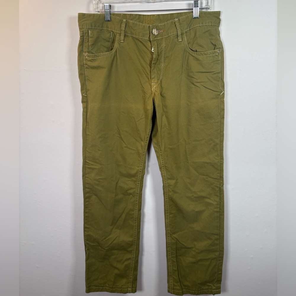 Robert Graham Mens Sage Green Pants Size 34 Slim Jim Casual Trousers Chino Style